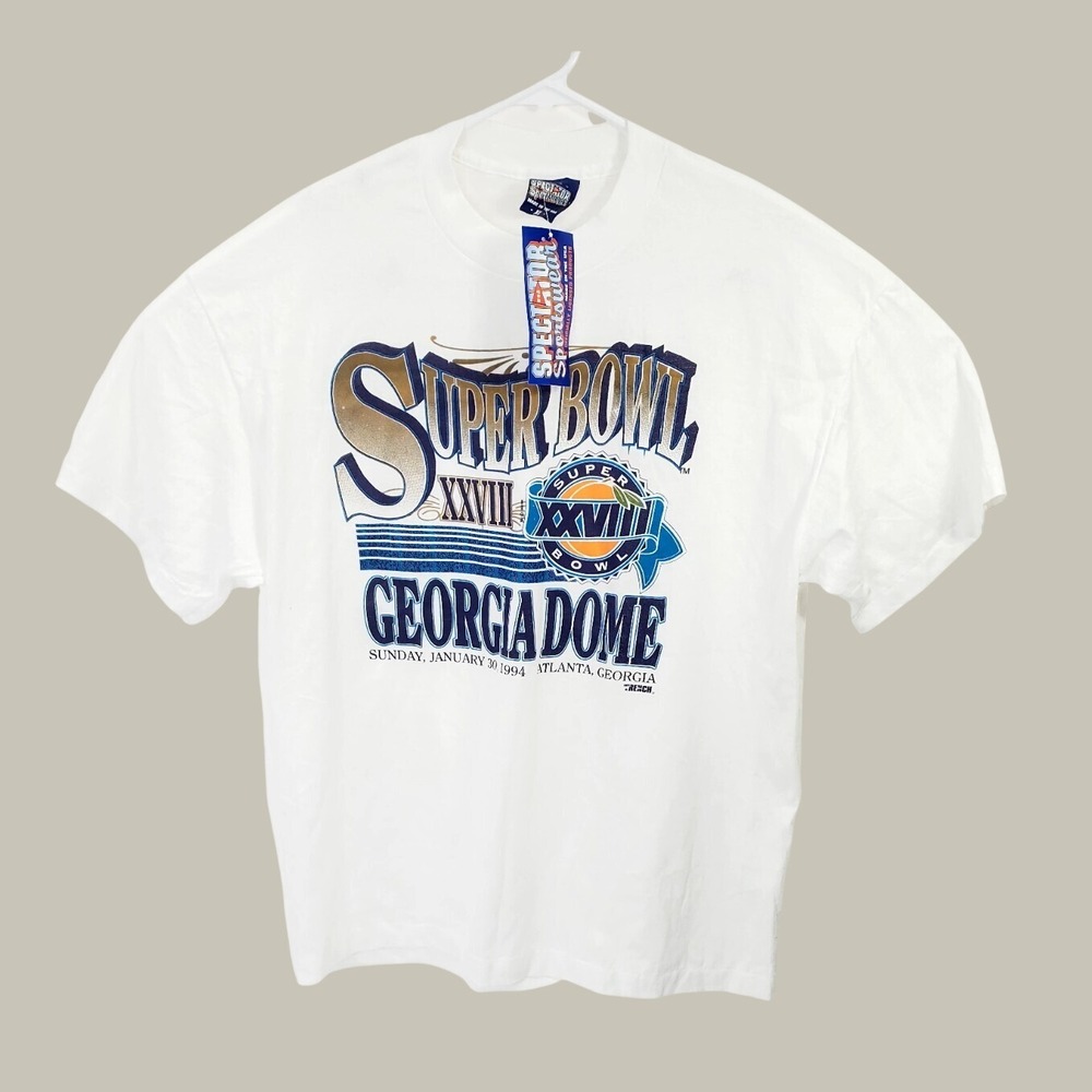 Vintage 1994 Super Bowl XXVIII Georgia Dome T-Shirt White XL Spectator Sport